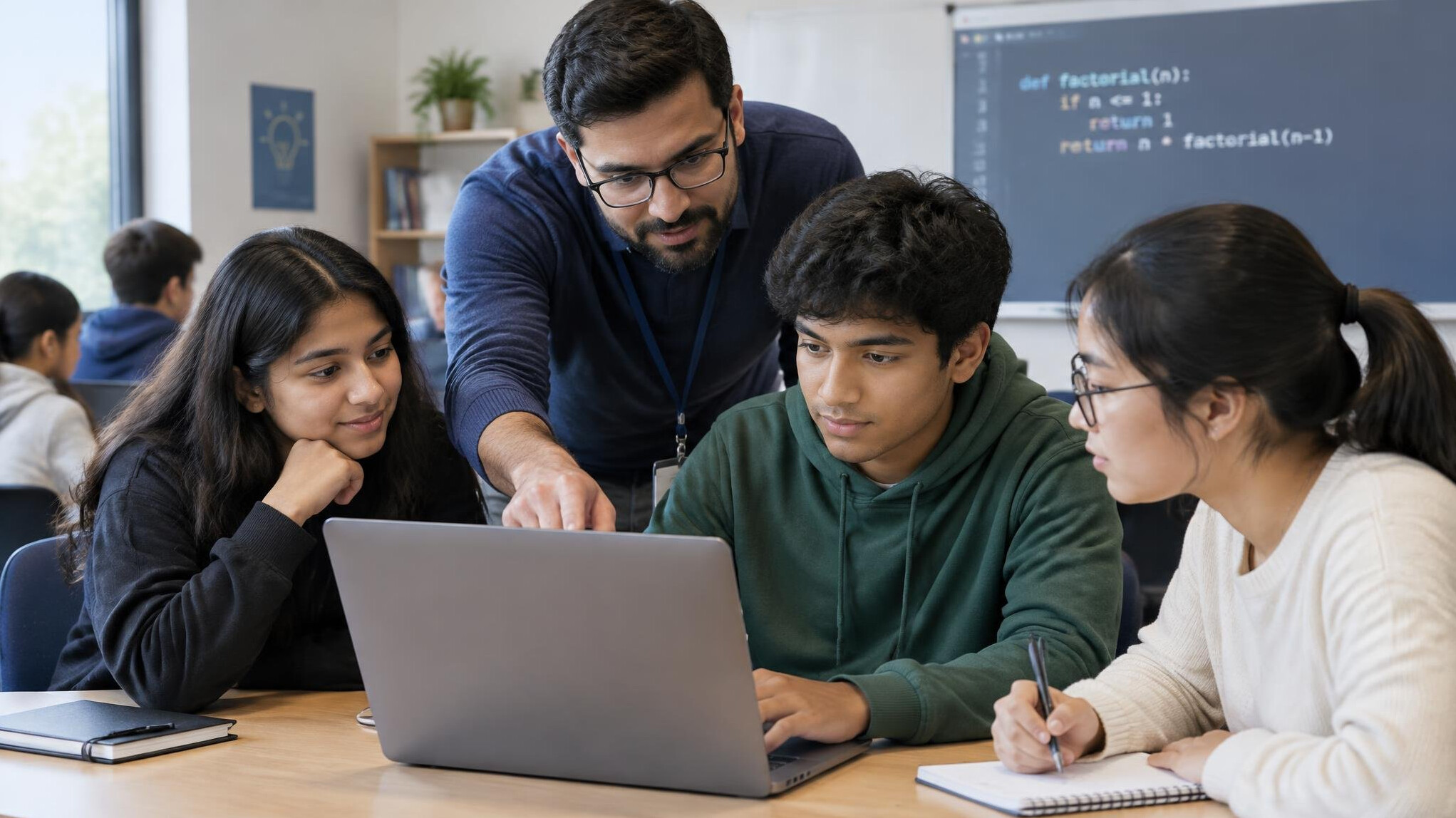 teacher explaining code