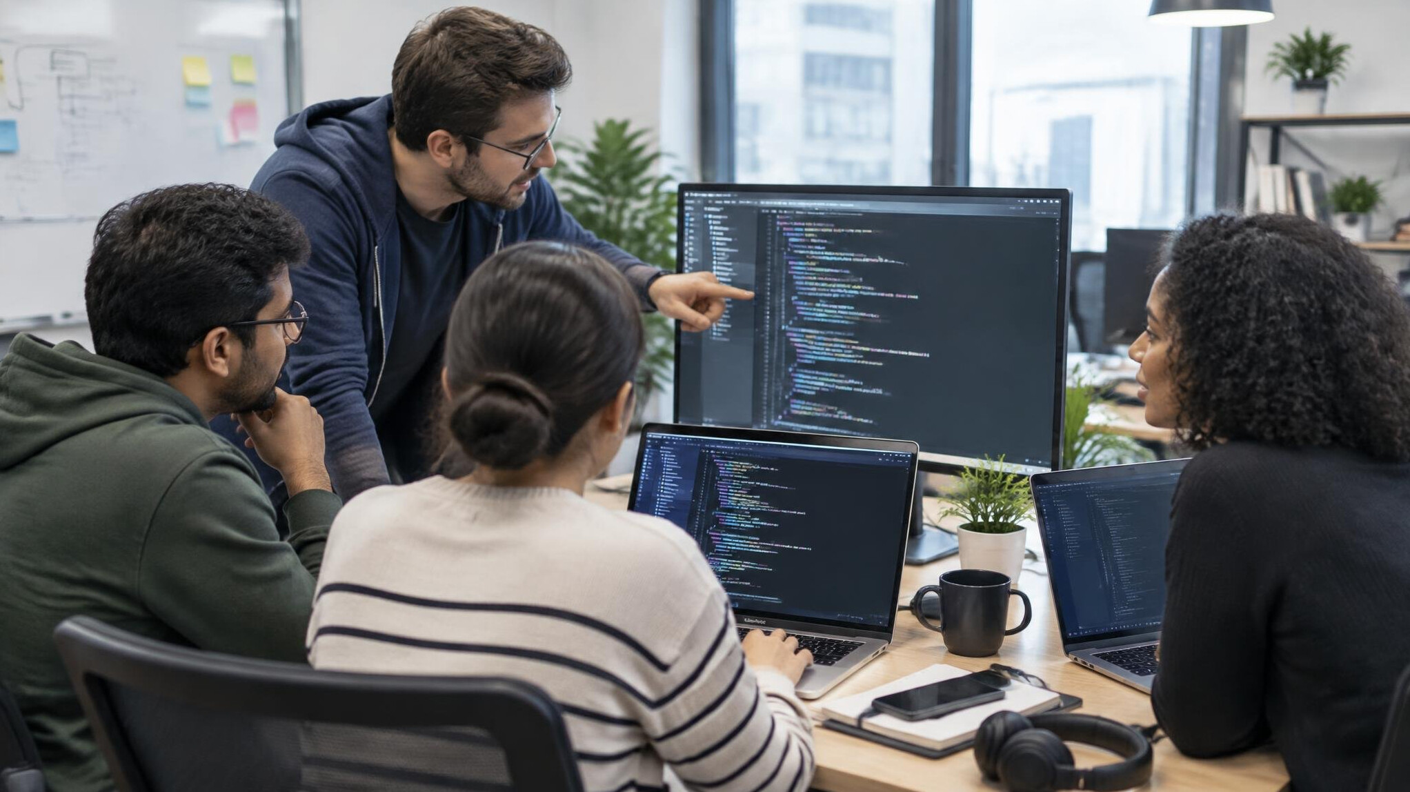 group of programmers collaborating