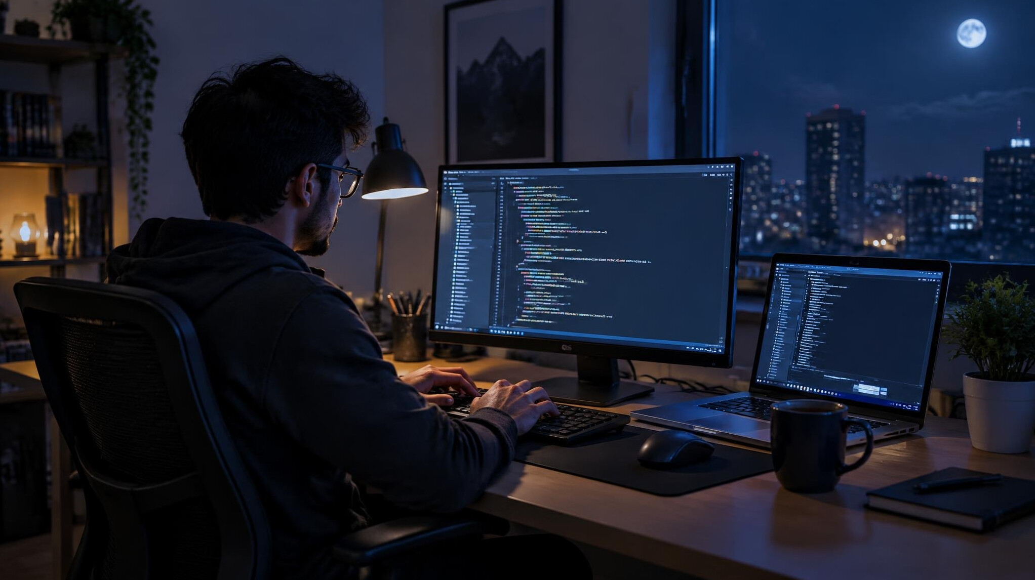 coder working late at night